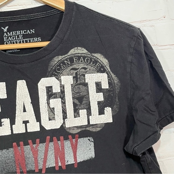 American Eagle T Shirt Mens Large Black Spell Out Logo - Picture 5 of 6